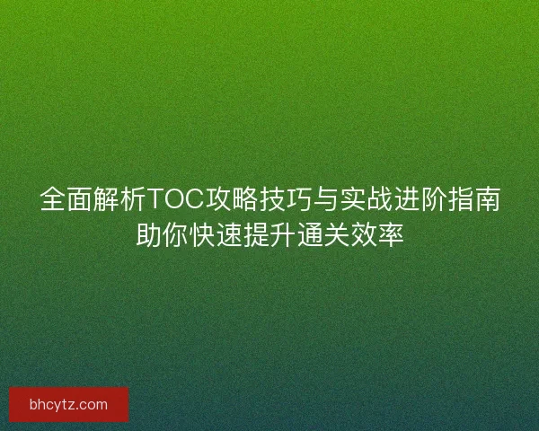 全面解析TOC攻略技巧与实战进阶指南助你快速提升通关效率