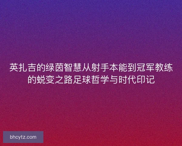 英扎吉的绿茵智慧从射手本能到冠军教练的蜕变之路足球哲学与时代印记