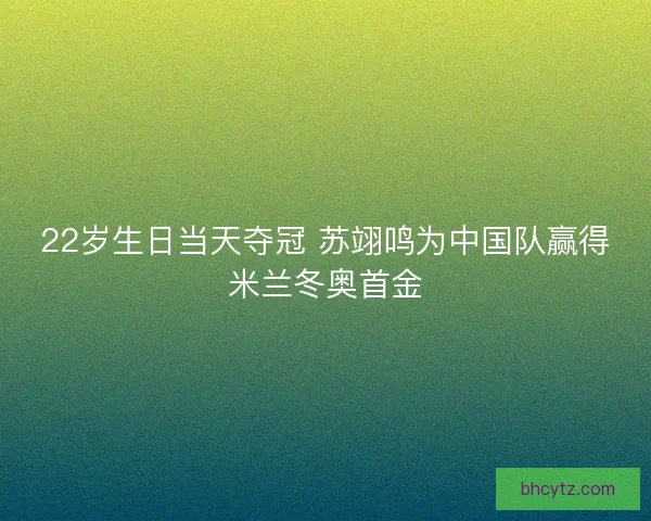 22岁生日当天夺冠 苏翊鸣为中国队赢得米兰冬奥首金 22岁生日当天夺冠 苏翊鸣为中国队赢得米兰冬奥首金